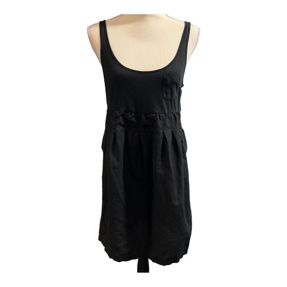 James Perse Standard Black Linen Blend Pleated Dress 4 - Picture 1 of 9